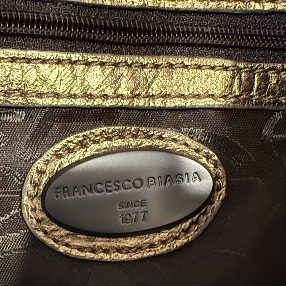 Francesco Biasia Gold Metallic leather Tote Bag with crossbody strap - Picture 4 of 8